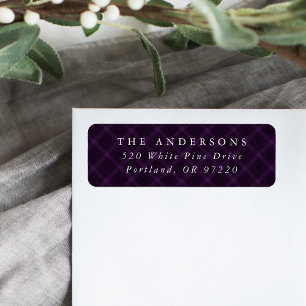 Brushed Purple Plaid Holiday Return Address