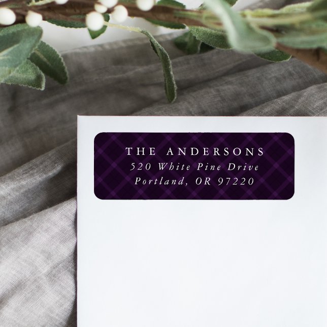 Brushed Purple Plaid Holiday Return Address (Creator Uploaded)