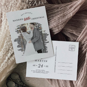 Brushed Red Marry Little Christmas Save the Date Holiday Postcard