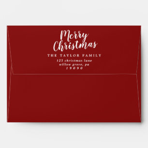 Brushed Red Merry Christmas Card Envelope
