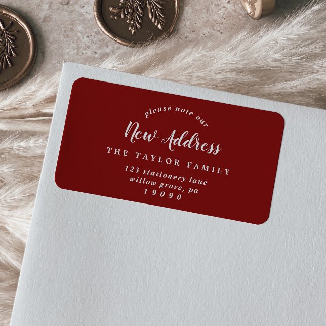 Brushed Red Please Note Our New Address Label (Creator Uploaded)