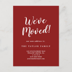 Brushed Red We've Moved Moving Announcement Postcard