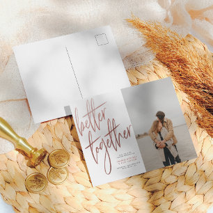 Brushed Rose Gold Better Together Save The Date Postcard