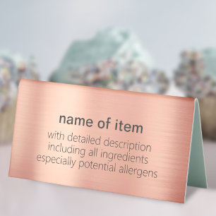 Brushed Rose Gold Buffet Menu Item Description