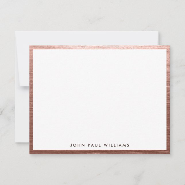 Brushed Rose Gold Metal Elegant Stylish Modern Card (Front)