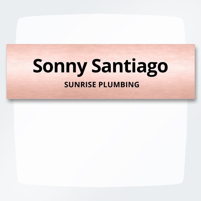 Brushed Rose Gold Minimal Employee ID Name Tag (Creator Uploaded)