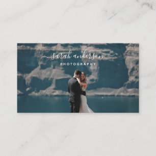 Brushed Script Modern Typography Photographer Business Card