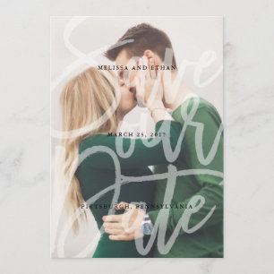 Brushed Script Overlay Save the Date photo card