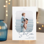 Brushed Signature | Hanukkah Photo Holiday Card<br><div class="desc">An elegant and modern photo card for your Hanukkah 2021 greetings, featuring a single vertical or portrait-orientated photo in a unique paintbrushed frame. "Shalom" appears beneath in hand lettered script, with your custom holiday greeting (shown with "Happy Hanukkah") and family name beneath. Add the year across the top to create...</div>