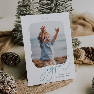 Brushed Signature   Joyful   Photo Holiday Card