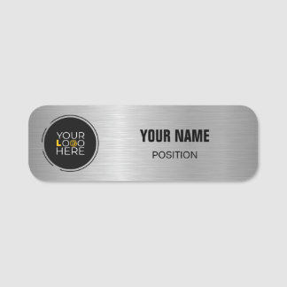 Brushed Silver, Custom Logo, Business Name Tag