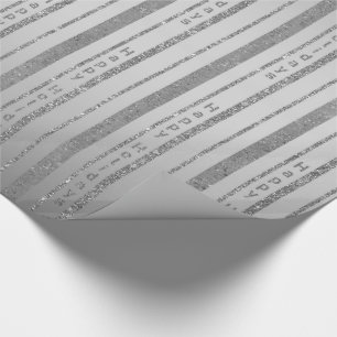 Brushed Silver Faux Gltr Stripes "Happy Holidays" Wrapping Paper