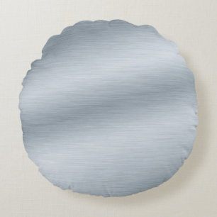 Brushed Silver Look Background Art Round Cushion