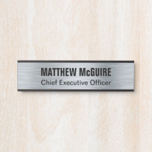 Brushed Silver Look Office Door Sign