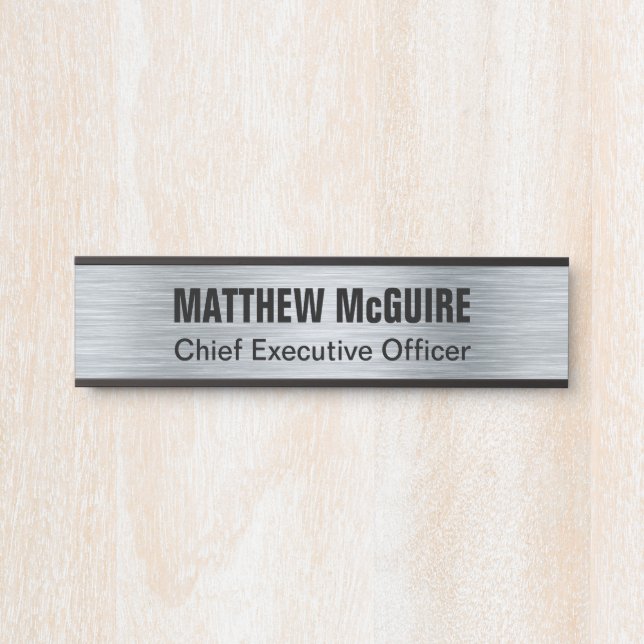 Brushed Silver Look Office Door Sign (Front)