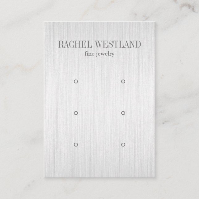 Brushed silver Luxury Jewellery 3 Earring display Business Card (Front)