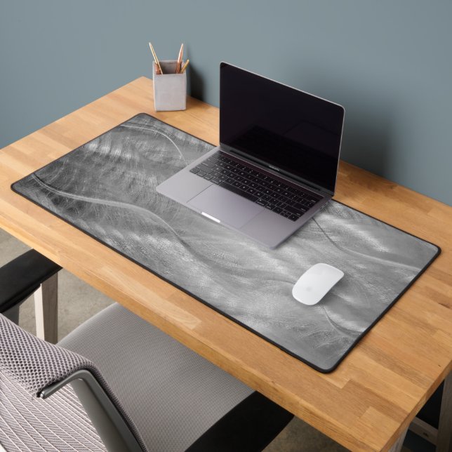 Brushed Silver Metal Abstract Desk Mat (Office 2)