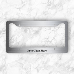 Brushed Silver metal Look Metallic Custom Text Licence Plate Frame