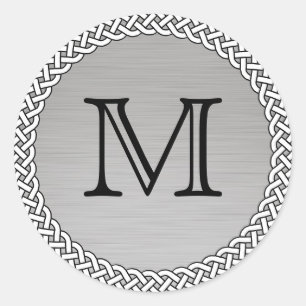 Brushed Silver Monogram Stickers