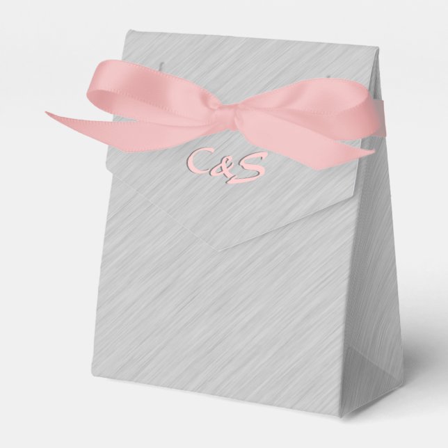 Brushed Silver Personalised Favour Boxes (Front Side)