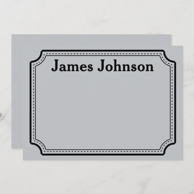 Brushed Silver Retro Bold Serif Desk Name Plate Card (Front/Back)