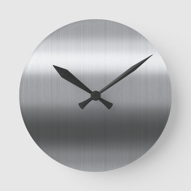 Brushed Stainless Round Clock (Front)
