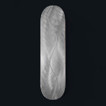 Brushed Stainless Steel Abstract Skateboard<br><div class="desc">Silver metal abstract pattern with wavy lines.</div>