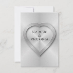 Brushed stainless steel wedding invitation