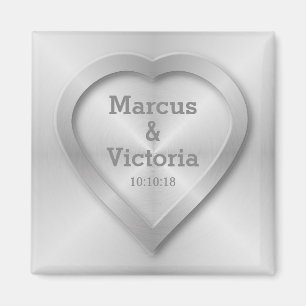 Brushed stainless steel wedding magnet