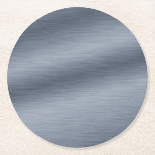 Brushed Steel Look Elegant Background Round Paper Coaster