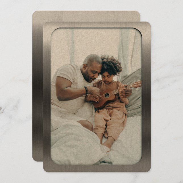 Brushed steel photo frame - Father’s Day Holiday Card (Front/Back)