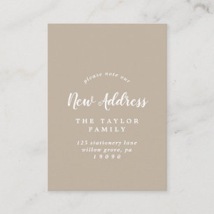 Brushed Tan Change of Address Insert Card