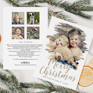 Brushed Tan Merry Christmas Year In Review Holiday Card
