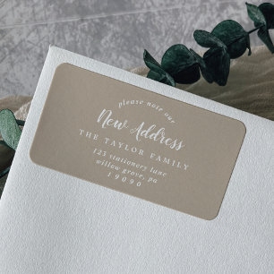 Brushed Tan Please Note Our New Address Label