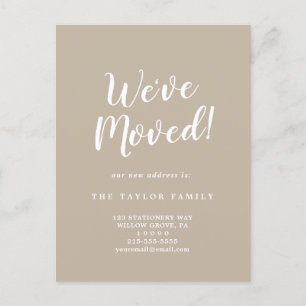 Brushed Tan We've Moved Moving Announcement Postcard