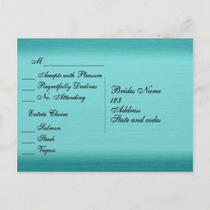 Brushed Teal Blue Menu RSVP