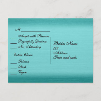 Brushed Teal Blue Menu RSVP