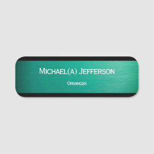 Brushed Teal Green & Black Band: Name and Position Tag