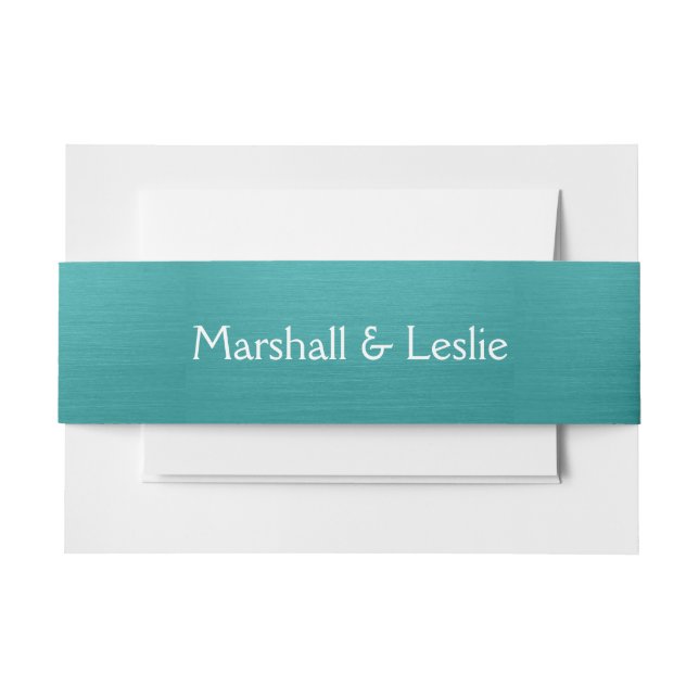 Brushed Teal Invitation Belly Band (Front Example)