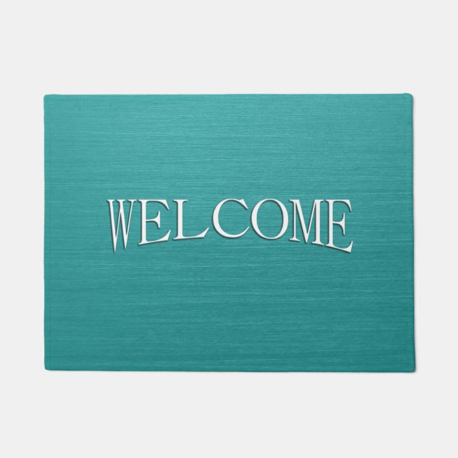 Brushed Teal Metal Look kash001 Doormat (Front)