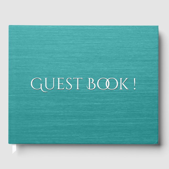 Brushed Teal w White Text  Guest Book (Front)