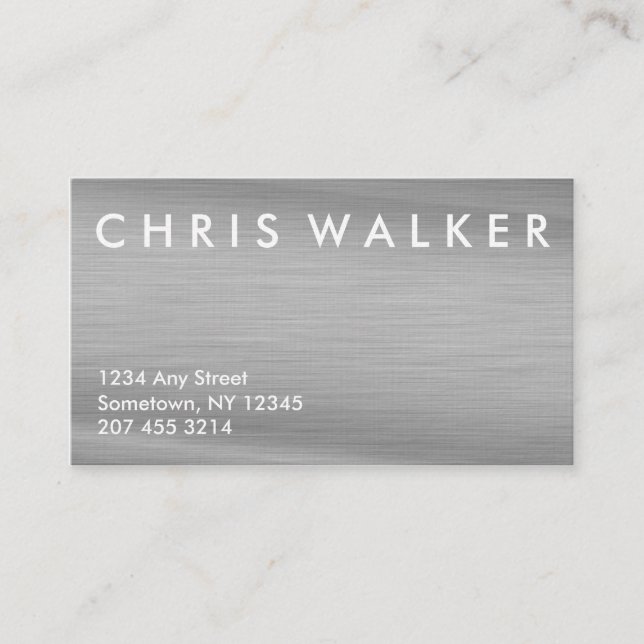 Brushed titanium metal texture business cards (Front)