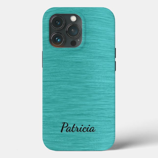 Brushed Turquoise Delight Personal Name Case-Mate iPhone Case (Back)