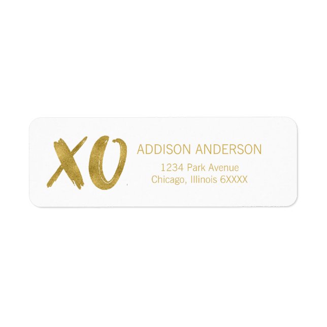 Brushed XOXO Gold Foil Valentine Address Label (Front)