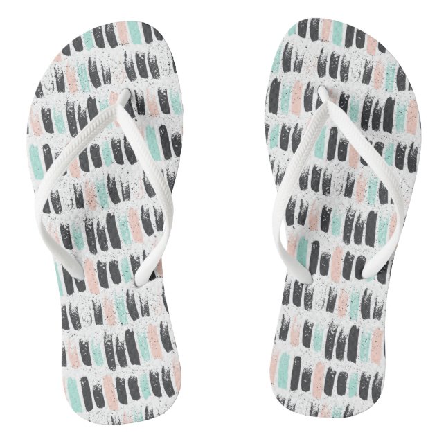 Brushes & Ink Strokes Pattern Flip Flops (Footbed)
