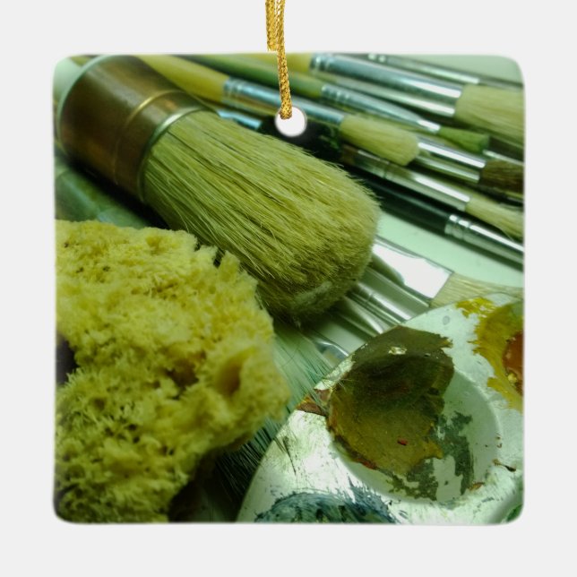 Brushes & Paint Ceramic Tree Decoration (Front)