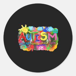 Brushstroke Autism Awareness Accept Understand Lov Classic Round Sticker