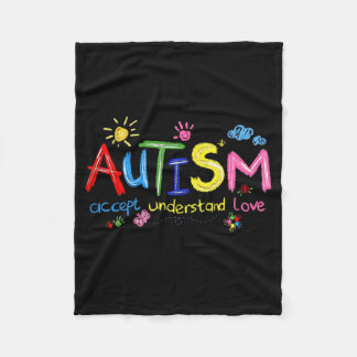 Brushstroke Autism Awareness Accept Understand Lov Fleece Blanket