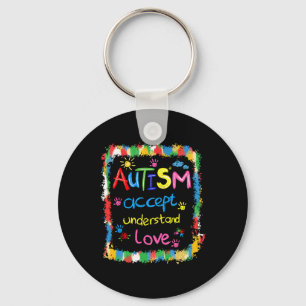 Brushstroke Autism Awareness Accept Understand Lov Key Ring