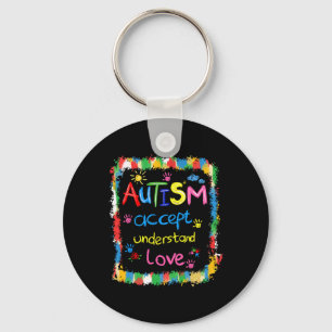 Brushstroke Autism Awareness Accept Understand Lov Key Ring
